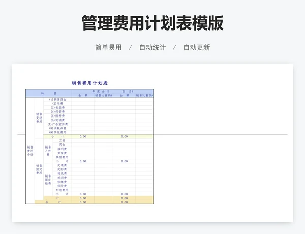 管理费用计划表模版