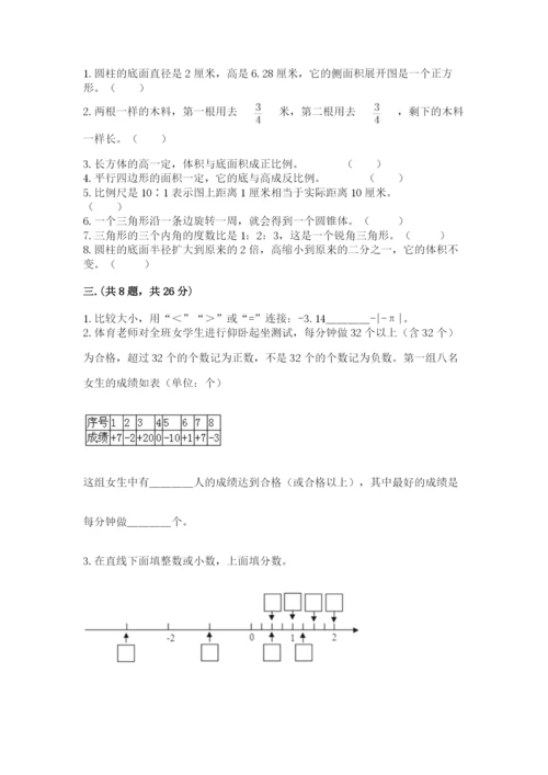 小学六年级下册数学摸底考试题附答案【综合题】.docx