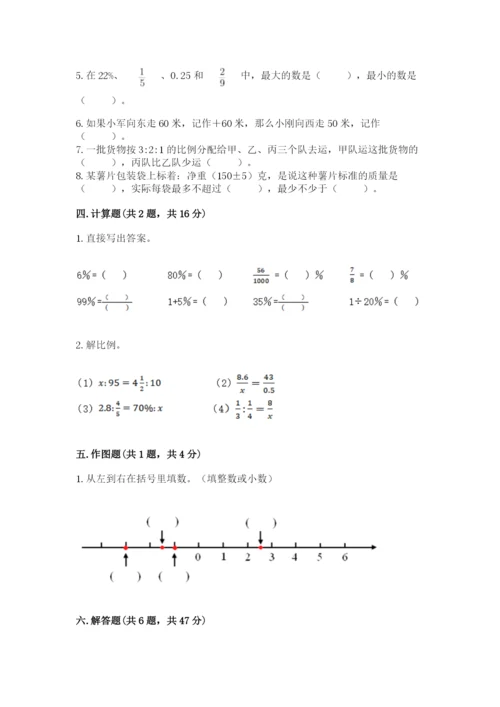 冀教版小学六年级下册数学期末综合素养测试卷带答案（综合卷）.docx