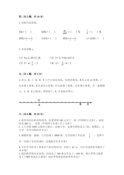 苏教版六年级数学下学期期末测试题（含答案）.docx