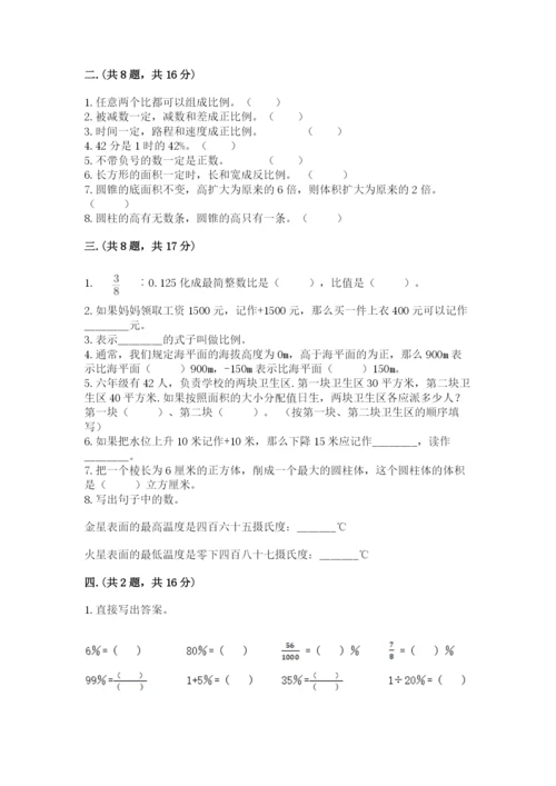 河南省平顶山市六年级下册数学期末测试卷（夺冠系列）.docx