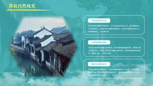 绿色古风那苏杭旅游介绍PPT模板