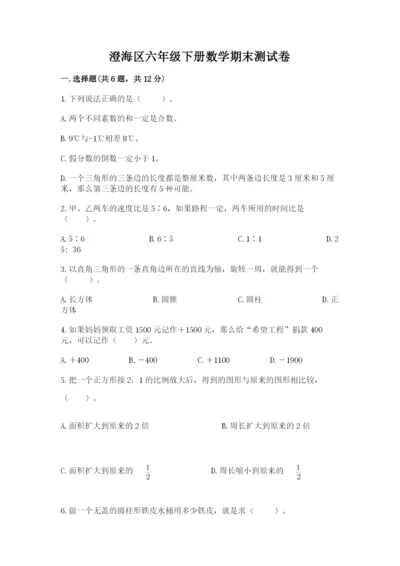 澄海区六年级下册数学期末测试卷及一套完整答案.docx
