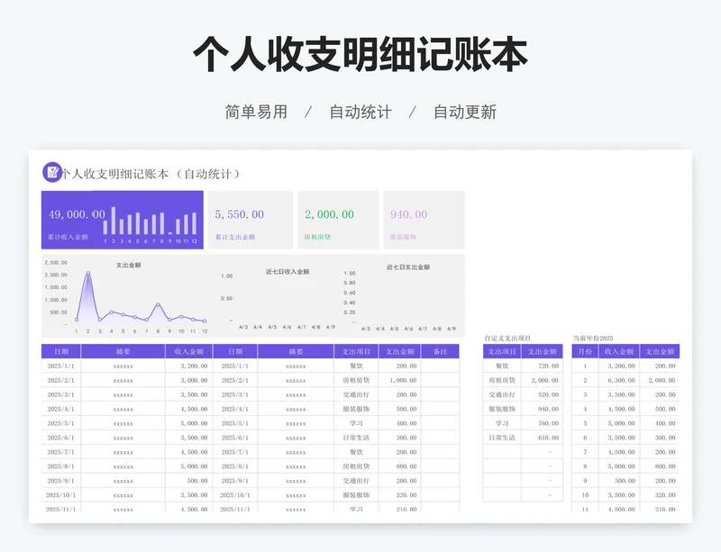 个人收支明细记账本