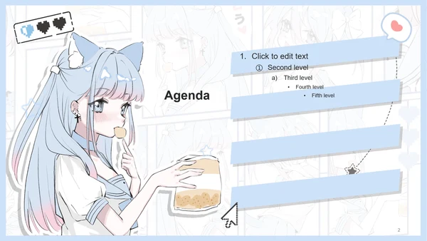 次元少女蓝色漫画风个人简历主题