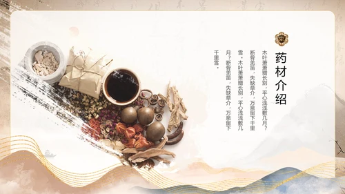 鎏金风中国风中医养生文化中医药材介绍PPT模板