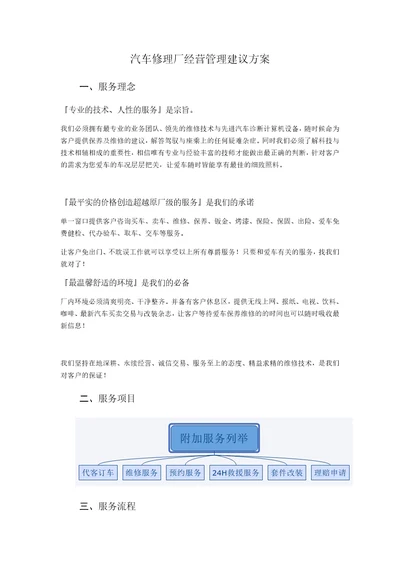 汽车修理厂经营管理建议方案共10页