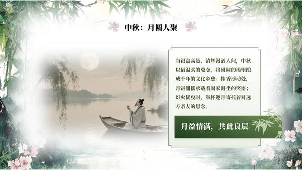 绿色系中式水墨风浮光吟PPT模板