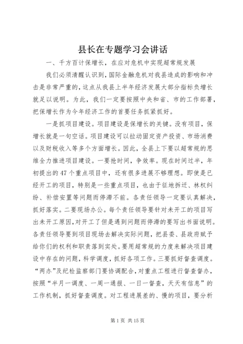 县长在专题学习会讲话.docx