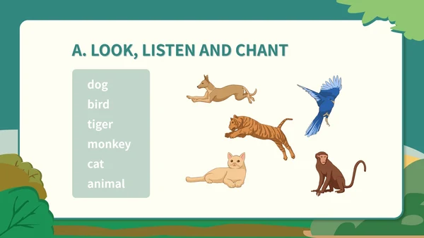 卡通动物英语《ANIMALS》教学课件PPT模板
