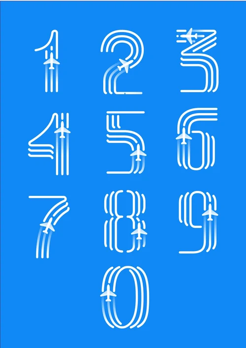 蓝白0-9数字号码