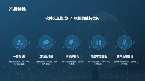 蓝色科技风软件交互集成PPT模板PPT模板