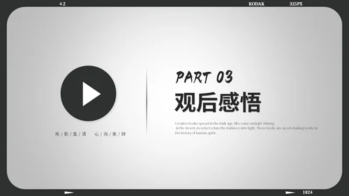 黑白简约风电影介绍电影观后感电影推荐电影分享ppt模板