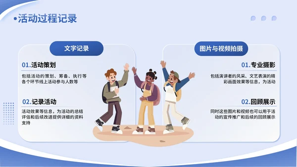 蓝色插画风五四青年节活动执行PPT模版