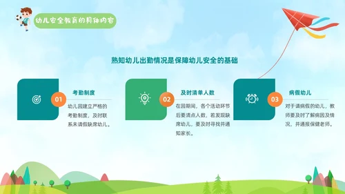 蓝色手绘卡通插画幼儿安全教育管理PPT幼儿园