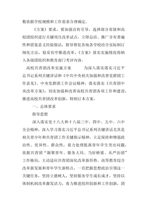 高校共青团改革实施专业方案.docx