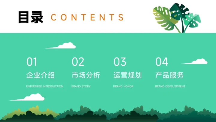 绿色清新文艺植系企业路演计划书PPT模板