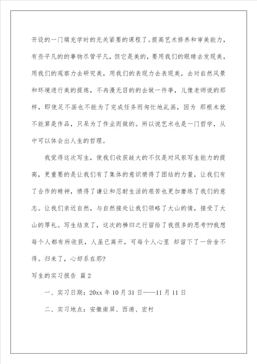 2023写生的实习报告集锦6篇