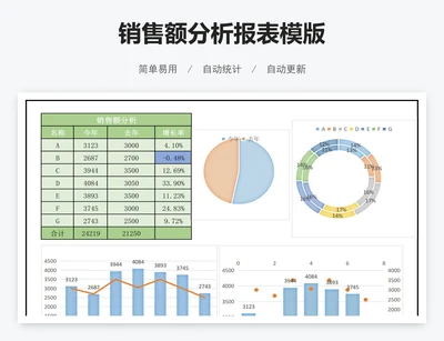 销售额分析报表模版