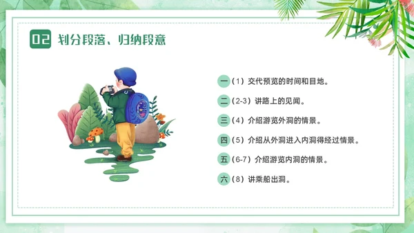 蓝绿色卡通小清新边框四年级语文下册记金华的双龙洞PPT小学语文四年级下册课件