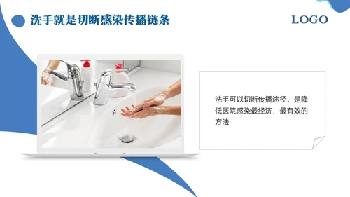 蓝色简约手卫生的干预和有效管理PPT模板宣传PPT动态PPT护理