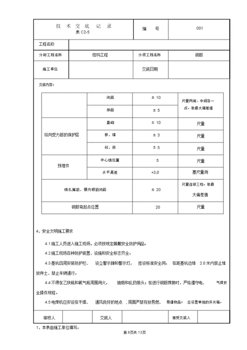 管廊结构钢筋技术交底