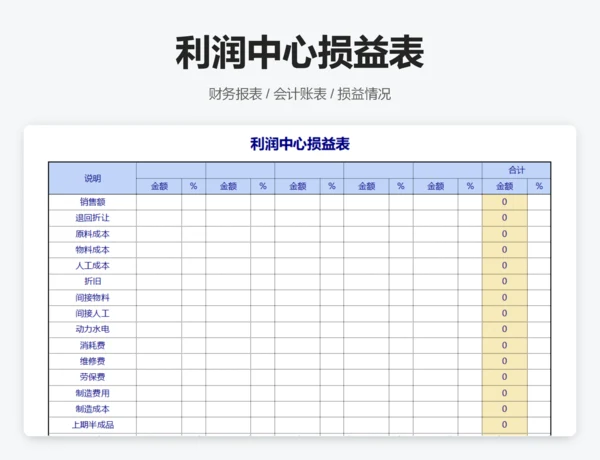 利润中心内部往来利息表