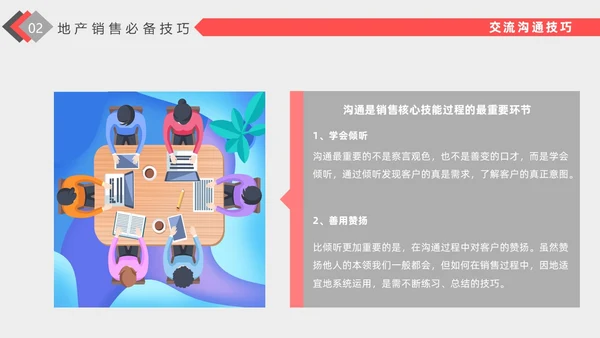 红色插画风格房地产销售培训PPT