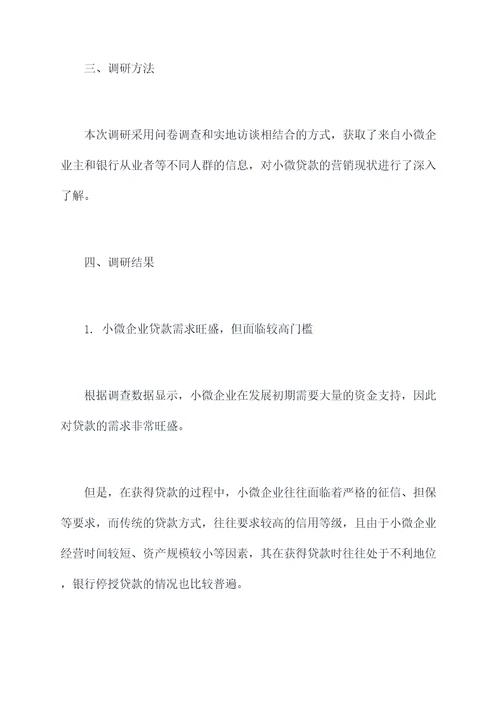 小微贷款营销调研报告