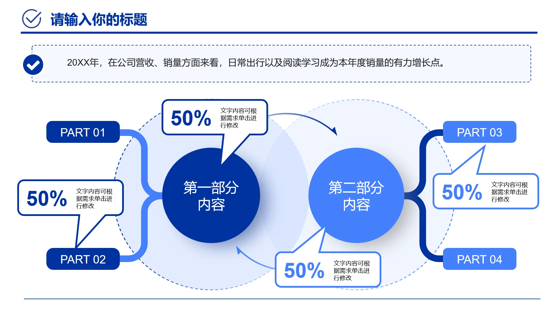 蓝色职场工作汇报公司营收销售数据分析