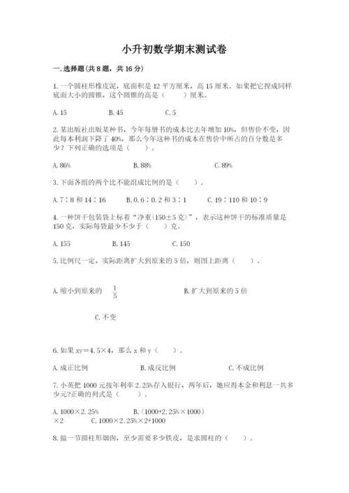 小升初数学期末测试卷【培优】.docx