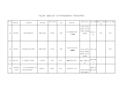 海之帆起航计划大学生科技创新项目科技发明类