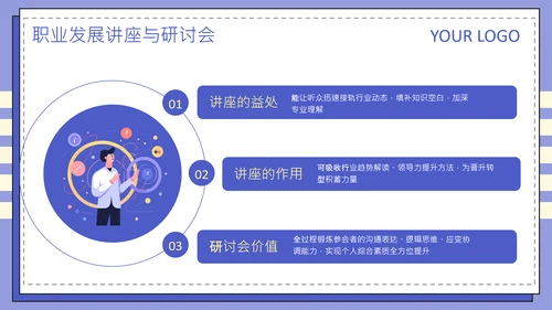 紫色扁平风大学生职业发展规划PPT