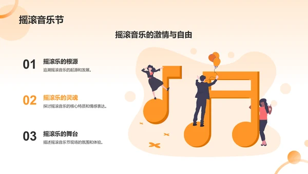 黄色插画音乐节PPT模板