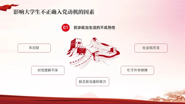 红色水彩简约端正入党动机党课PPT课件建党节