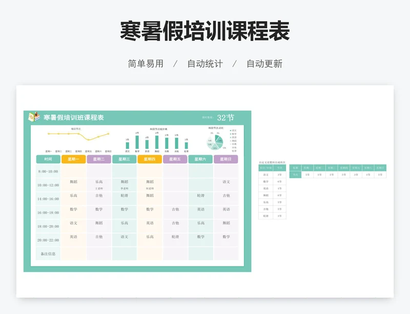 寒暑假培训课程表