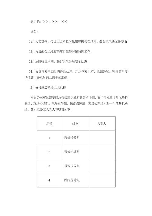 防汛、恶劣天气应急预案