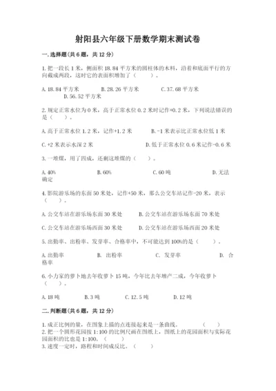 射阳县六年级下册数学期末测试卷学生专用.docx
