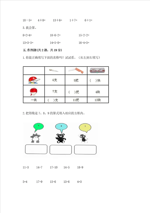 小学数学一年级20以内的退位减法练习题ab卷