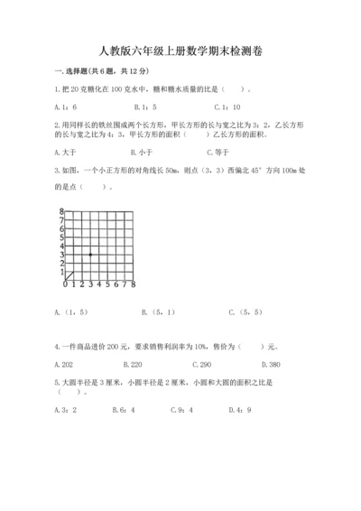 人教版六年级上册数学期末检测卷含答案（达标题）.docx