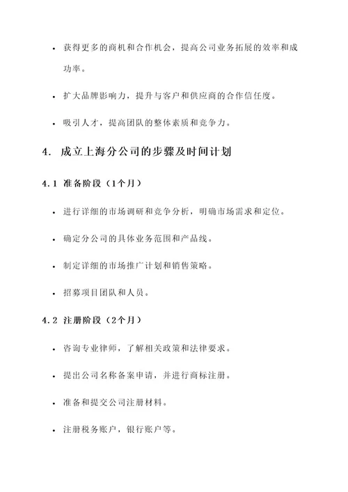 关于成立上海分公司的方案