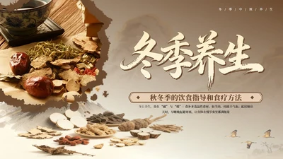 棕色国风冬季养生PPT模板