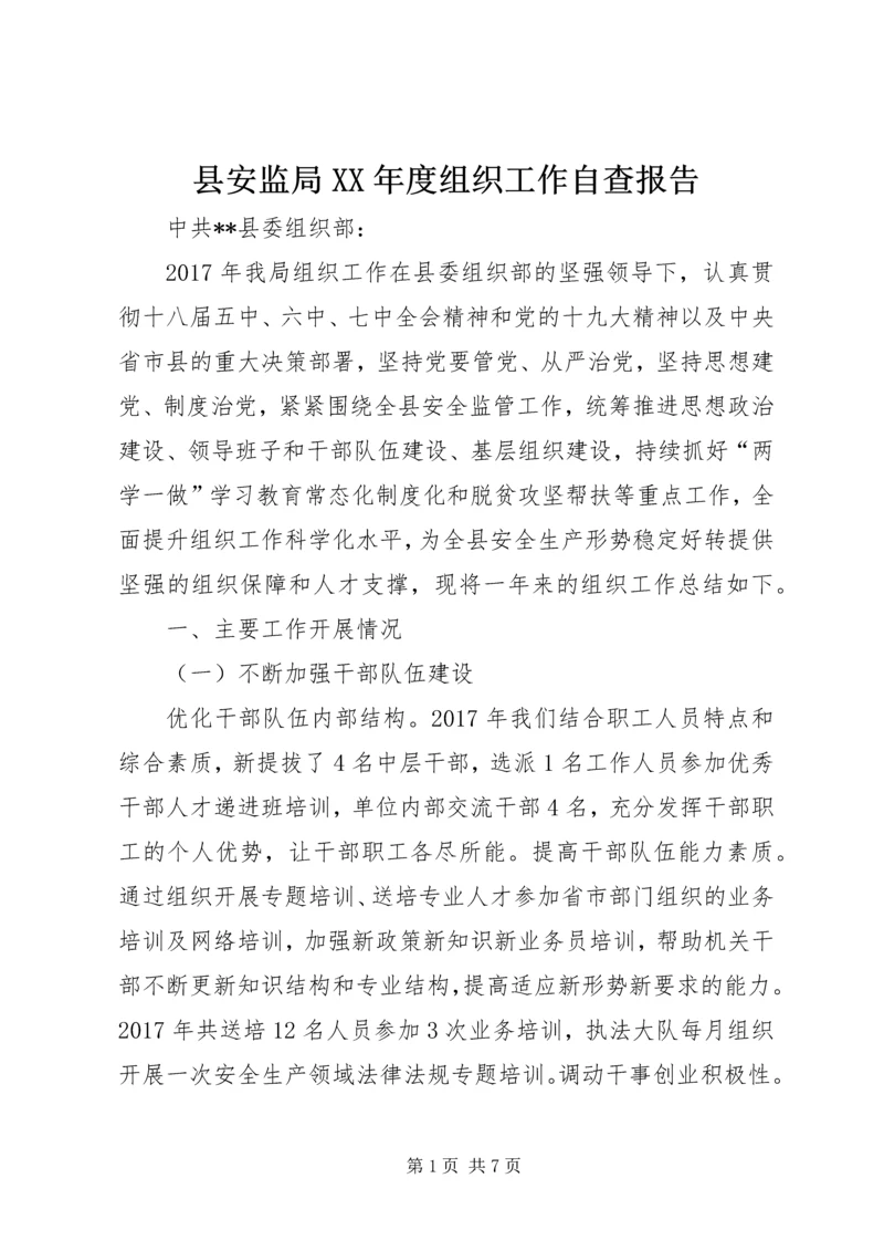 县安监局XX年度组织工作自查报告.docx