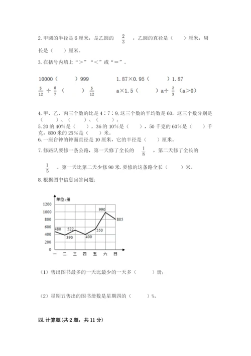 小学数学六年级上册期末测试卷带答案（突破训练）.docx