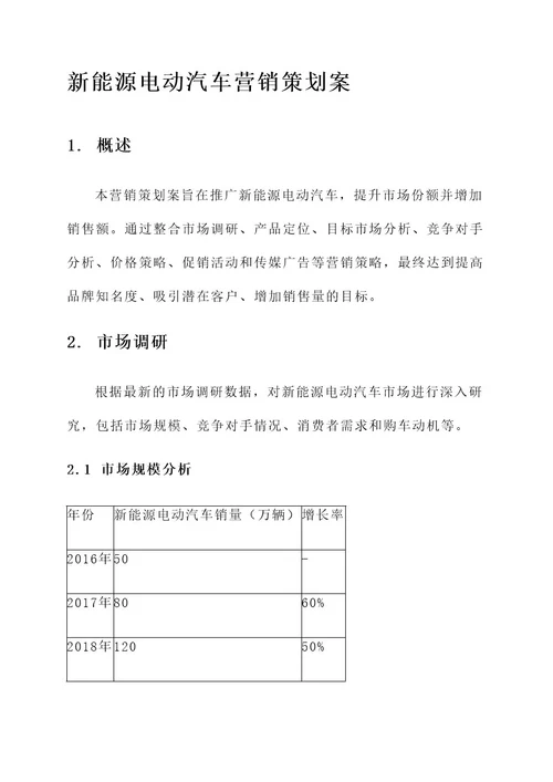 新能源电动汽车营销策划案