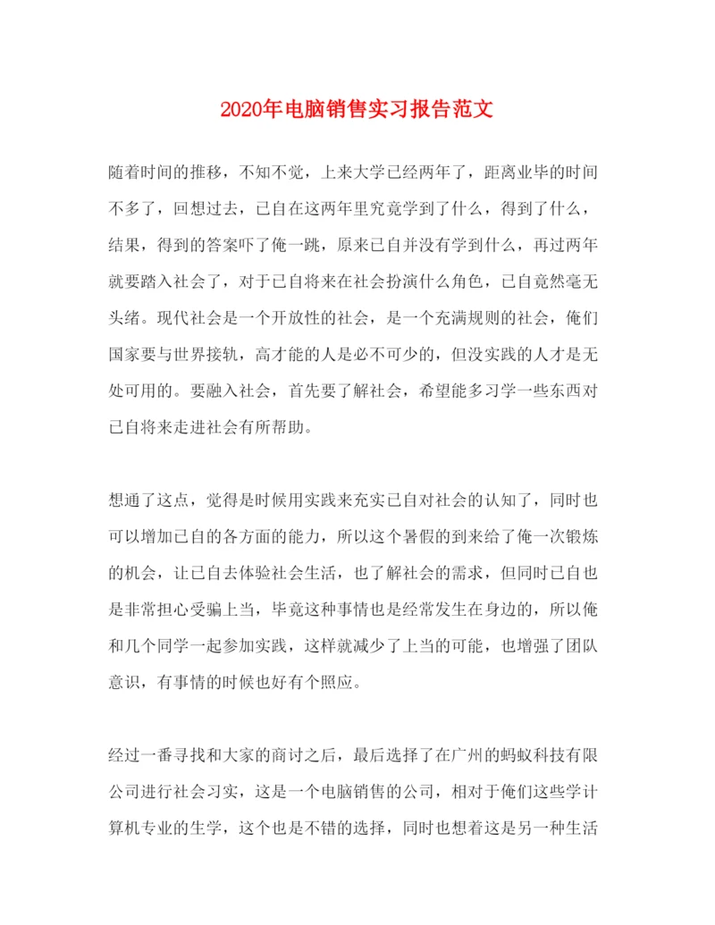 精编年电脑销售实习报告范文.docx