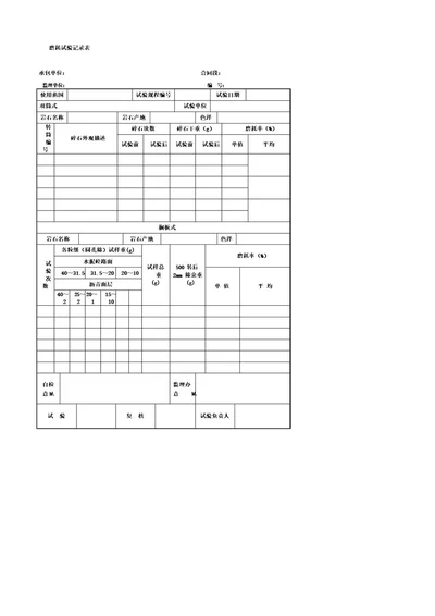 混凝土道路试验记录表