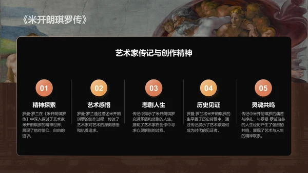 黑色复古风人物介绍——罗曼罗兰PPT模板