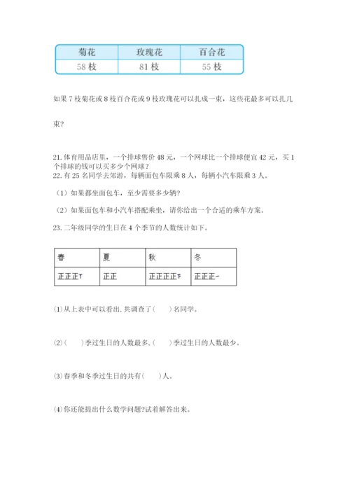 小学二年级下册数学应用题100道含答案【黄金题型】.docx