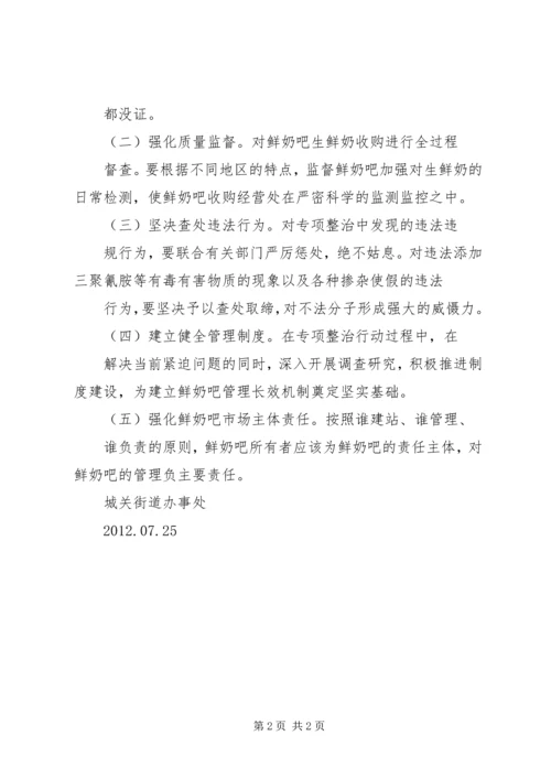 城关街道鲜奶吧专项整治工作的汇报.docx